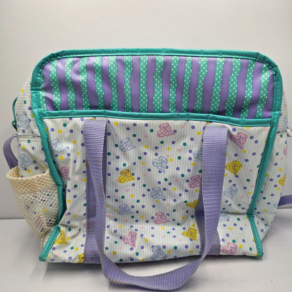 Vintage Vinyl Ross Pediatrics Similac Diaper Bag Teddy Bears Pastel 90s Straps